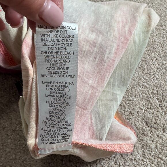 Democracy Womens Short Sleeve Scoop Neck Ombre Print Twist Front Hem Knit Top XL - Picture 16 of 16